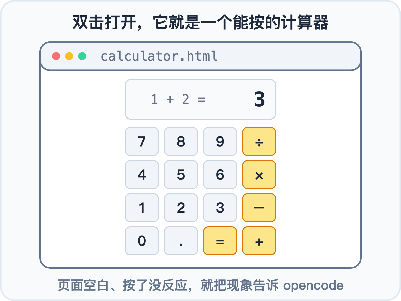 用浏览器打开 calculator.html,就是一个能按的计算器